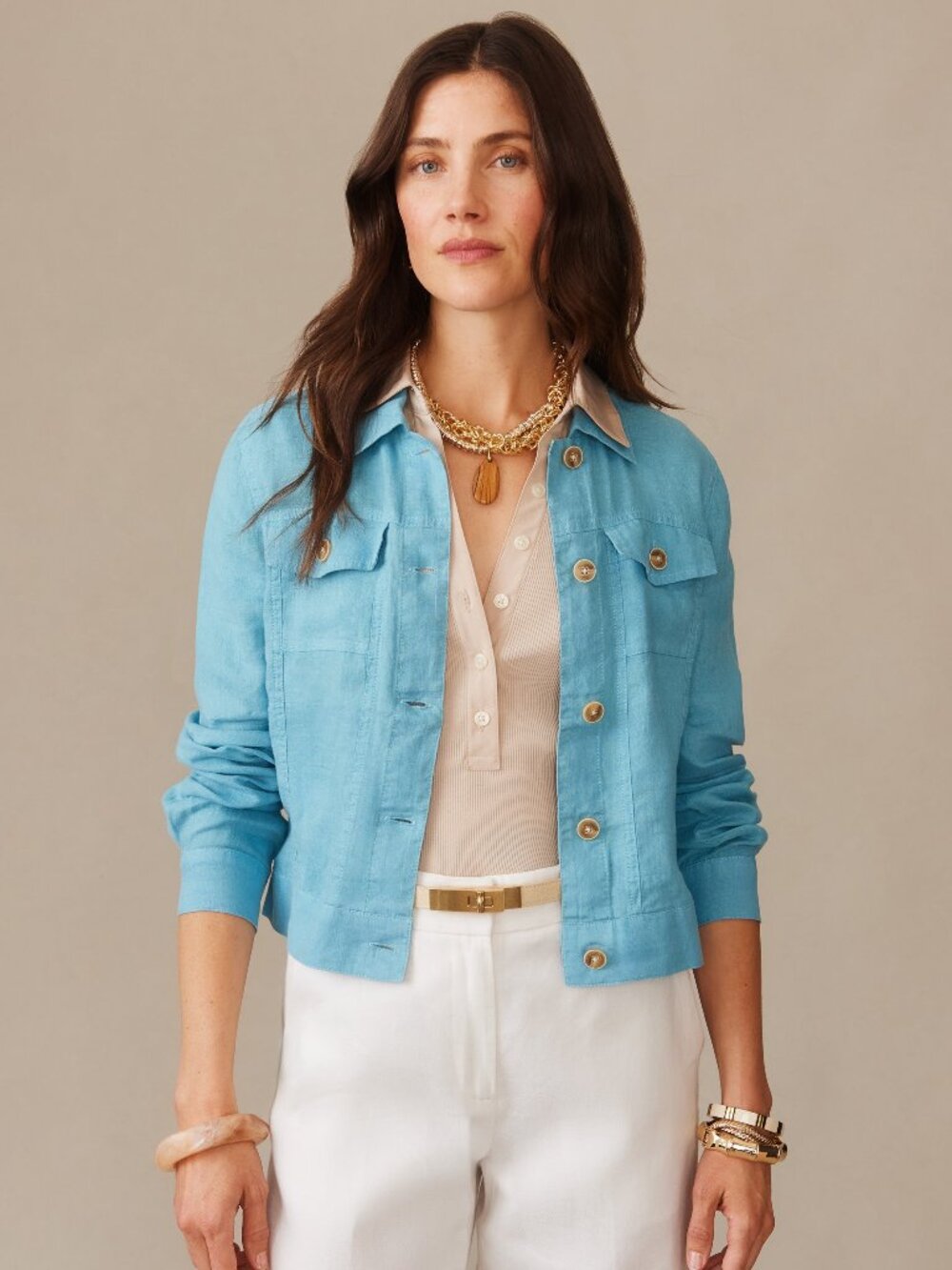 J McLaughlin Halo Lightweight Linen Jacket - Teal NEW